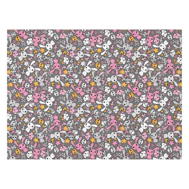 kawaii grey pattern tablecloth (Front (Horizontal))