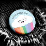 Kawaii Grmpy Cloud and Rainbows 6 Cm Round Badge<br><div class="desc">Grumpy Kawaii Cloud and Rainbows button - This button design is especially made for the not so shiny-happy-people, you know who you are. Just say no to toxic positivity with a smile on your face with this hilarious kawaii style cloud button.</div>