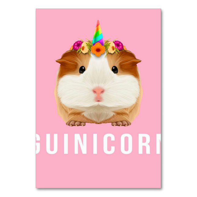 Kawaii Guinea Pig Unicorn Funny Pet Owner Gifts Table Number (Front)