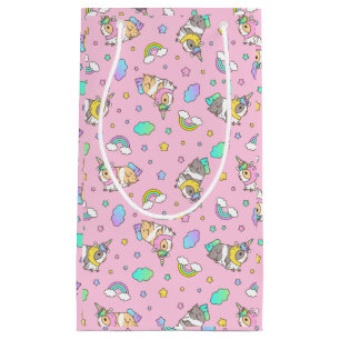 Kawaii Guinea Pig Unicorn Pattern in Pink Small Gift Bag