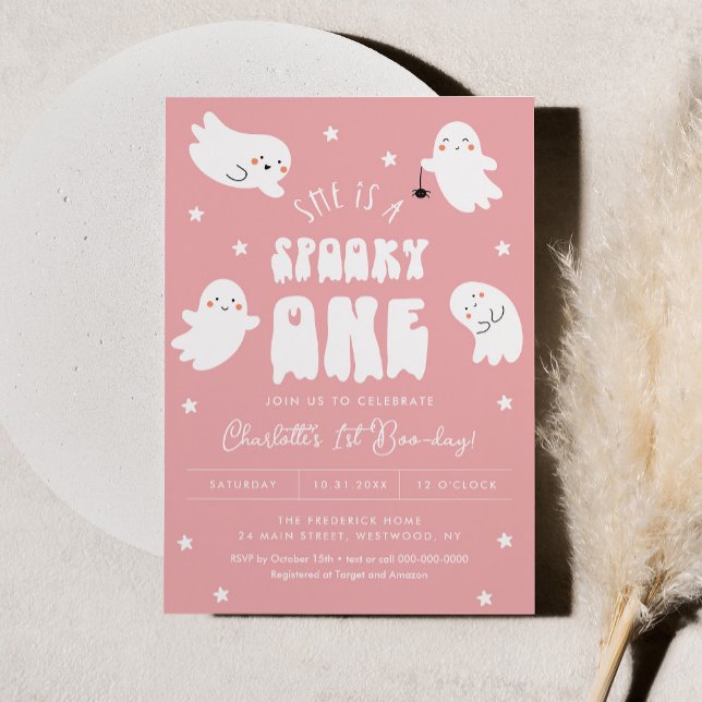 Kawaii Halloween 1st Boo-Day Birthday Party Girl Invitation (Creator Uploaded)