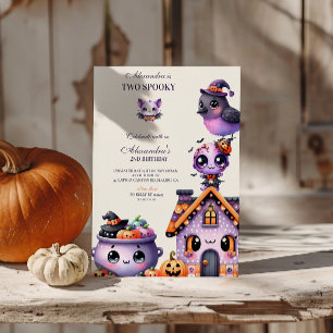 Kawaii Halloween 2nd Birthday Spooky Cute Pastel Invitation