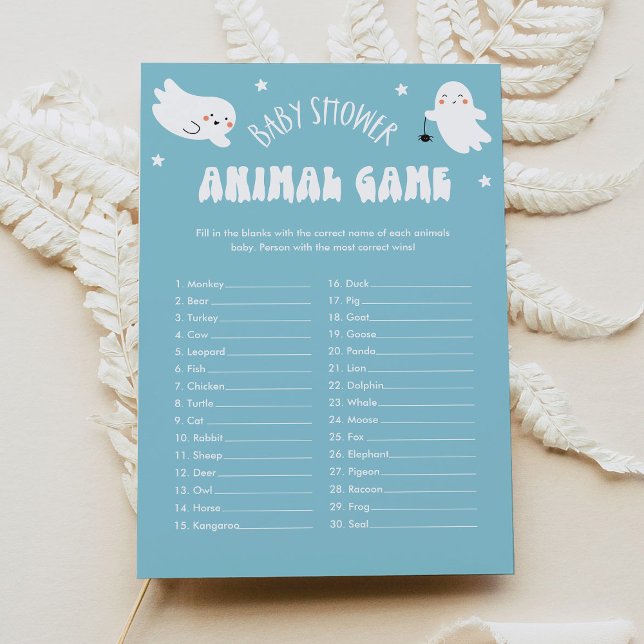 Kawaii Halloween Baby Animal Baby Shower Game Card (Creator Uploaded)