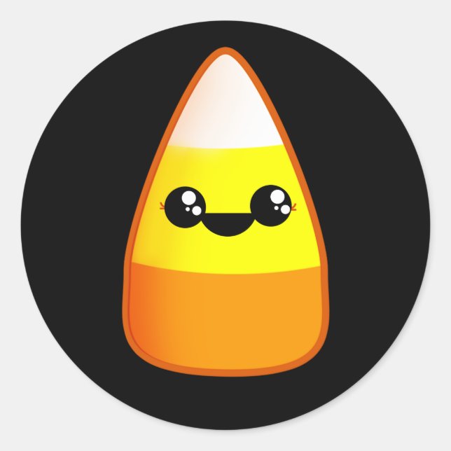 Kawaii Halloween Candy Corn Classic Round Sticker (Front)