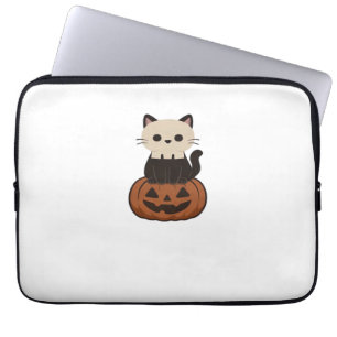 Kawaii Halloween Cat and pumpkin Oversized T-Shirt Laptop Sleeve