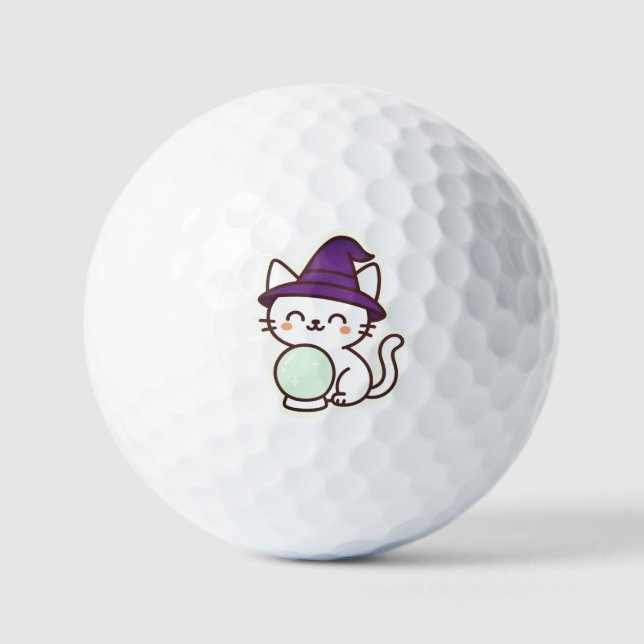 Kawaii Halloween Cat – Magical & Adorable Spooky Golf Balls (Front)