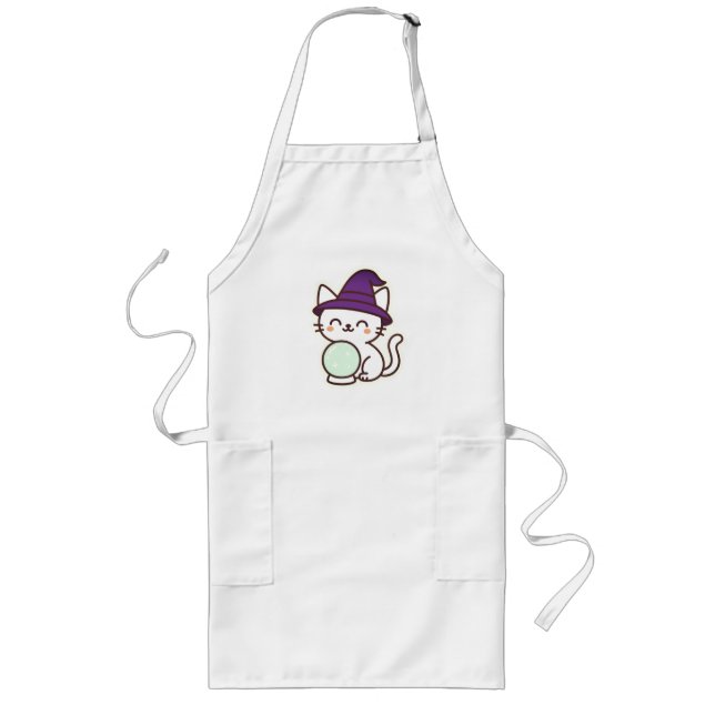 Kawaii Halloween Cat – Magical & Adorable Spooky Long Apron (Front)