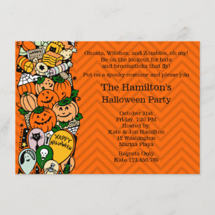 Kawaii Halloween Costume Trick or Treat Party Invitation