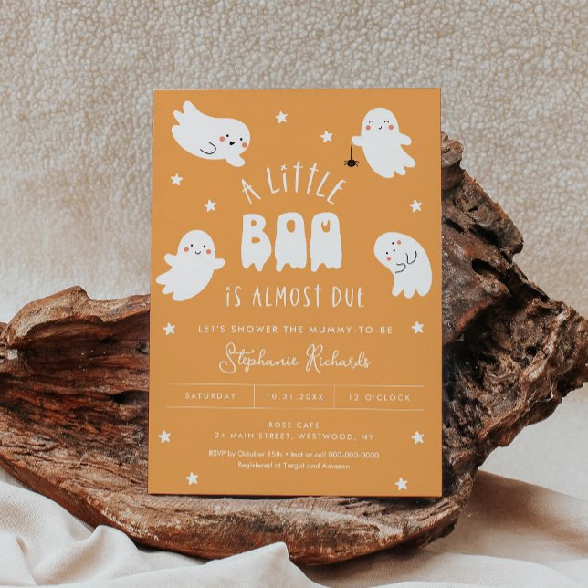 Kawaii Halloween Cute Ghost Baby Shower Invitation (Creator Uploaded)