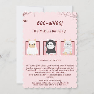 Kawaii Halloween Dog Birthday Invitation 
