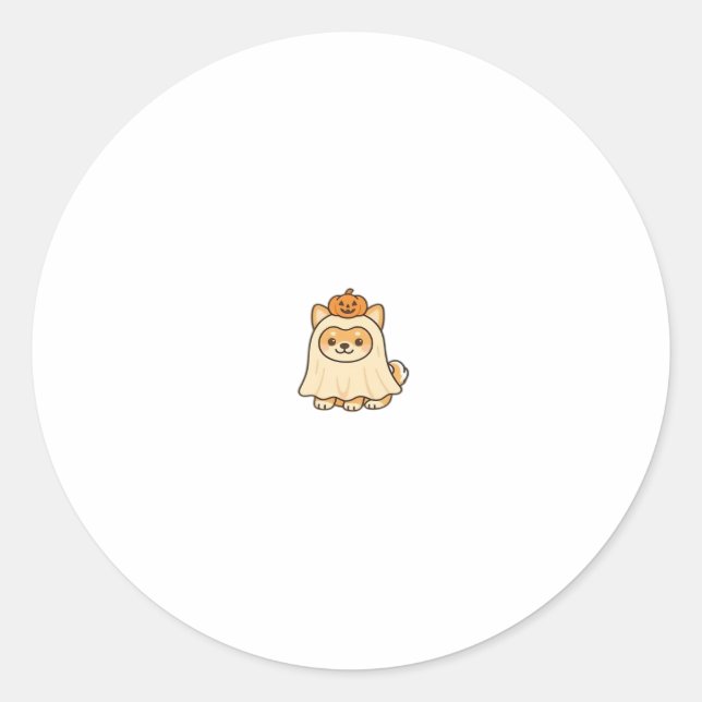 Kawaii Halloween Dog � Pumpkin Ghost Puppy Sticker (Front)