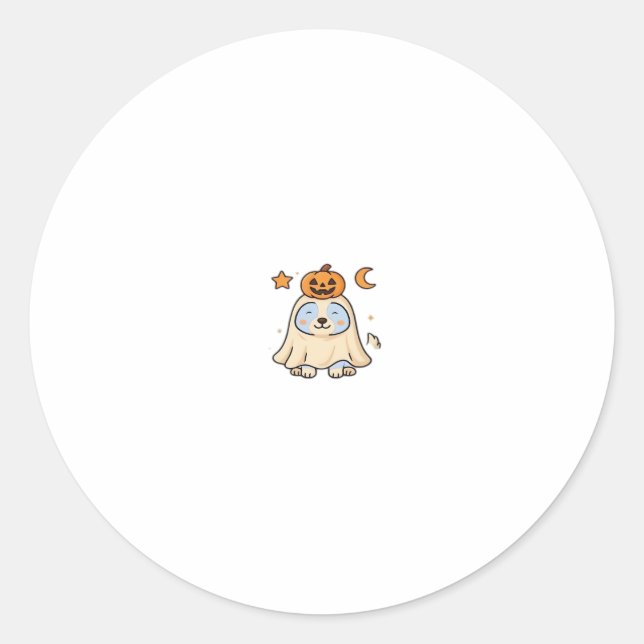 Kawaii Halloween Dog � Pumpkin Ghost Puppy Sticker (Front)