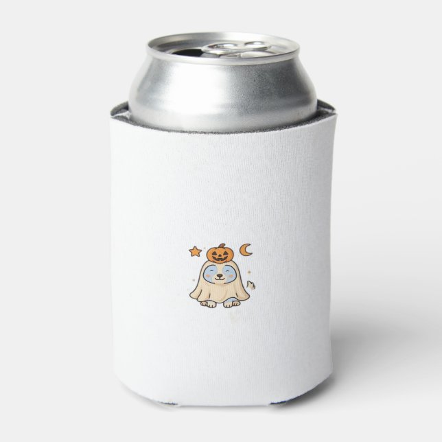 Kawaii Halloween Dog � Pumpkin Ghost Puppy Sticker Can Cooler (Can Front)