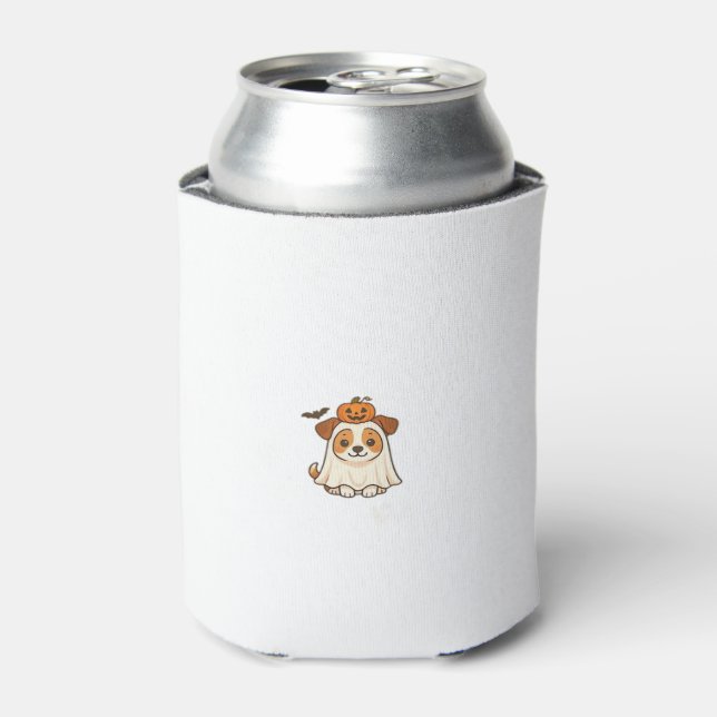 Kawaii Halloween Dog � Pumpkin Ghost Puppy Sticker Can Cooler (Can Front)