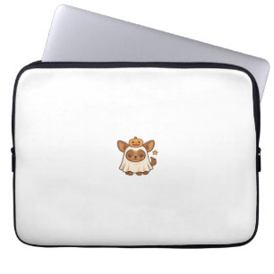 Kawaii Halloween Dog � Pumpkin Ghost Puppy Sticker Laptop Sleeve