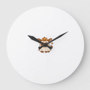 Kawaii Halloween Dog � Pumpkin Ghost Puppy Sticker Large Clock