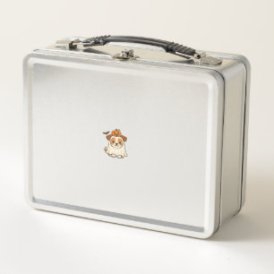 Kawaii Halloween Dog � Pumpkin Ghost Puppy Sticker Metal Lunch Box
