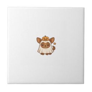 Kawaii Halloween Dog � Pumpkin Ghost Puppy Sticker Tile