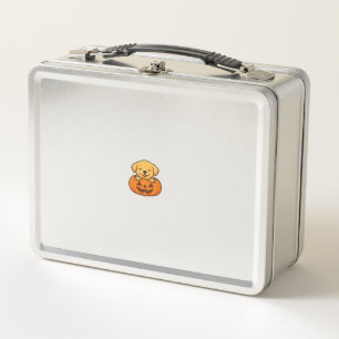 Kawaii Halloween Dog � Pumpkin Puppy Sticker Boxy Metal Lunch Box