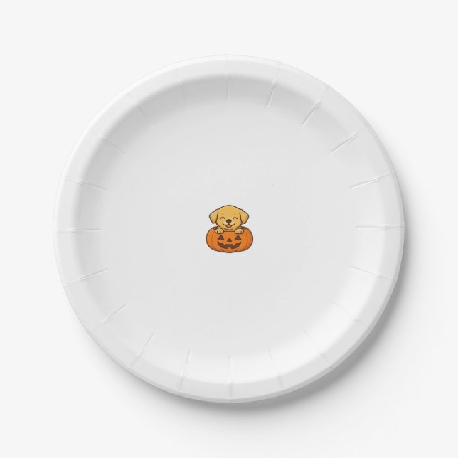 Kawaii Halloween Dog � Pumpkin Puppy Sticker Boxy  Paper Plate (Front)
