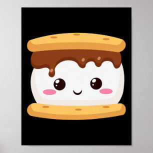 Kawaii Halloween Group Costume Party S'mores Sandw Poster