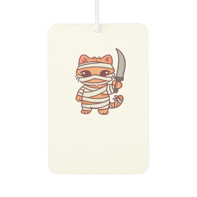 Kawaii Halloween Mummy Cat with Sword Classic T-Sh Car Air Freshener (Front)