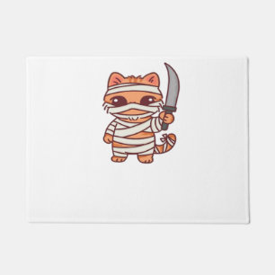 Kawaii Halloween Mummy Cat with Sword Classic T-Sh Doormat