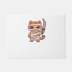 Kawaii Halloween Mummy Cat with Sword Classic T-Sh Doormat