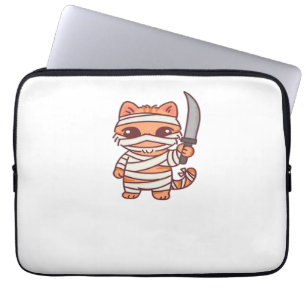 Kawaii Halloween Mummy Cat with Sword Classic T-Sh Laptop Sleeve
