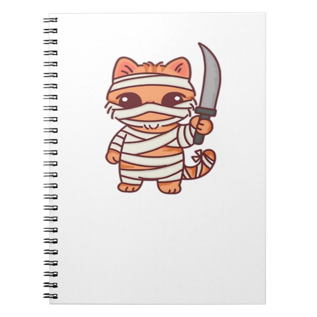 Kawaii Halloween Mummy Cat with Sword Classic T-Sh Notebook (Front)