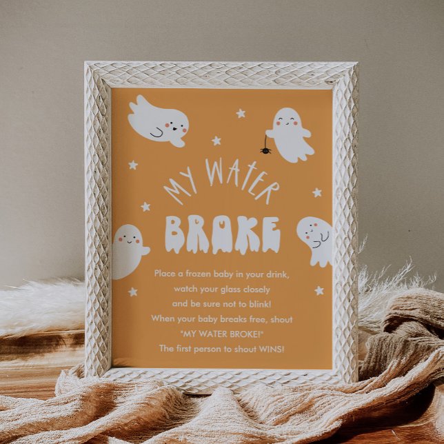 Kawaii Halloween My Water Broke Baby Shower Game Poster (Creator Uploaded)