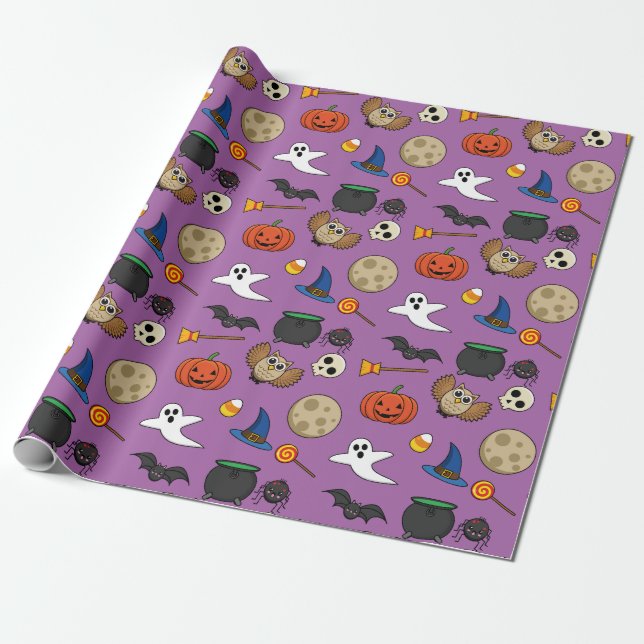 Kawaii Halloween Pack Wrapping Paper (Unrolled)