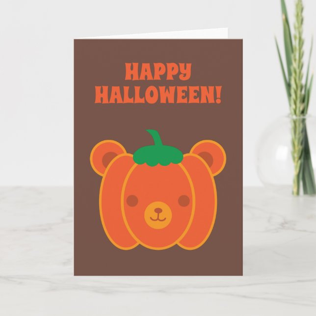 Kawaii Halloween Pumpkin Bear Card (Front)
