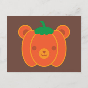 Kawaii Halloween Pumpkin Bear Postcard