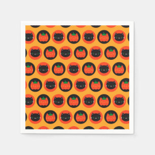 Kawaii Halloween Pumpkin Cats Napkin