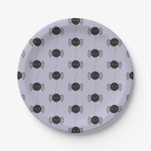 Kawaii Halloween Spiders Paper Plate