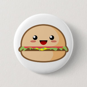 Kawaii Hamburger 6 Cm Round Badge