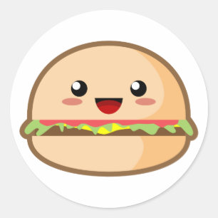 Kawaii Hamburger Classic Round Sticker
