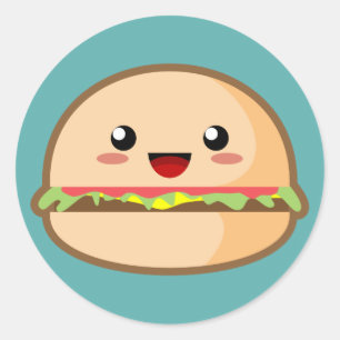 Kawaii Hamburger Classic Round Sticker