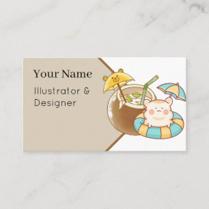 Kawaii Hamster Coconut - Beach Vacation & Swim Rin Business Card