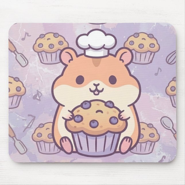 Kawaii Hamster Muffin Mouse Pad (Front)