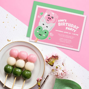 Kawaii Hanami Dango Birthday Party Invitation