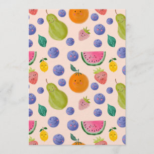 Kawaii Hand-drawn Happy Fruits Invitation