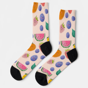 Kawaii Hand-drawn Happy Fruits Socks