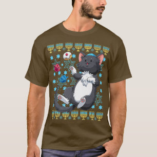 Kawaii Hanukkah Cat Chanukah Jewish Cat Owner Meno T-Shirt
