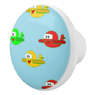 Kawaii happy aeroplanes ceramic knob