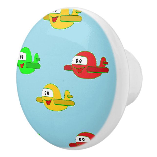 Kawaii happy aeroplanes ceramic knob (Right)