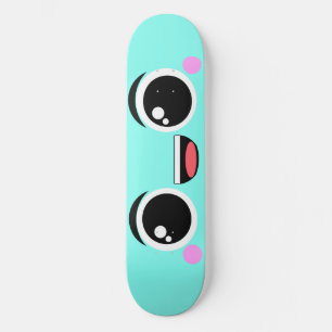 Kawaii Happy Anime Faced Aqua Skateboard