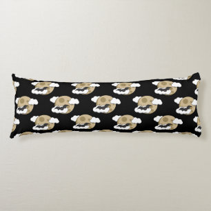 Kawaii Happy Bat Flying on Full Moon Pattern Body Cushion