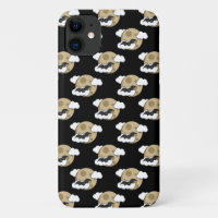 Kawaii Happy Bat Flying on Full Moon Pattern